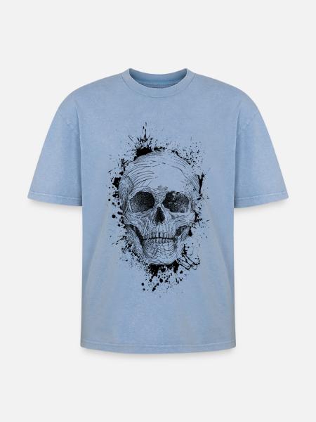 Crâne - T-shirt Premium unisexe oversize acid-washed - bleu délavé acide