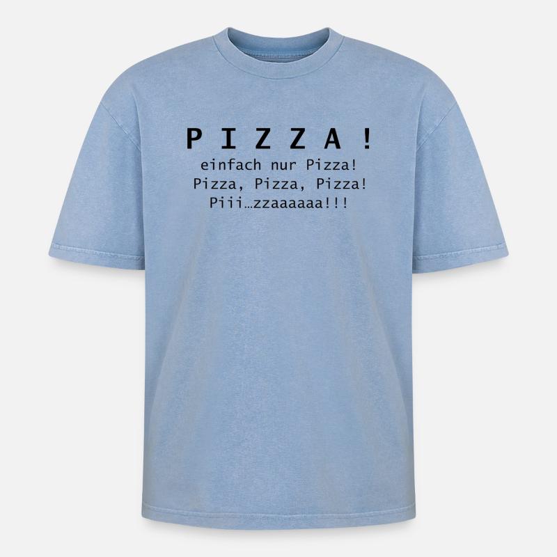 Pizza! einfach nur Pizza. - Oversized Unisex Premium Acid-Washed T-Shirt - Blau Acid Wash