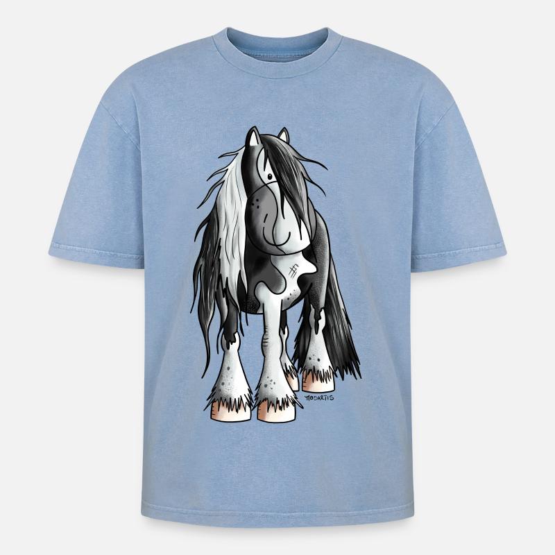 Fescher Irish Tinker - Oversized Unisex Premium Acid-Washed T-Shirt - Blau Acid Wash
