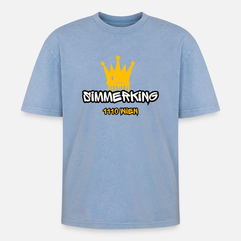 Simmeringer SIMMERKING! - Oversized Unisex Premium Acid-Washed T-Shirt - Blau Acid Wash