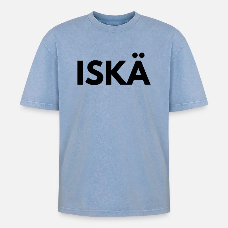 Papa – ein Klassiker - Oversized Unisex Premium Acid-Washed T-Shirt - Blau Acid Wash