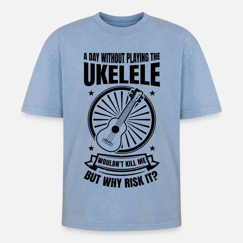 Ukulele Lehrer Scherz - Oversized Unisex Premium Acid-Washed T-Shirt - Blau Acid Wash