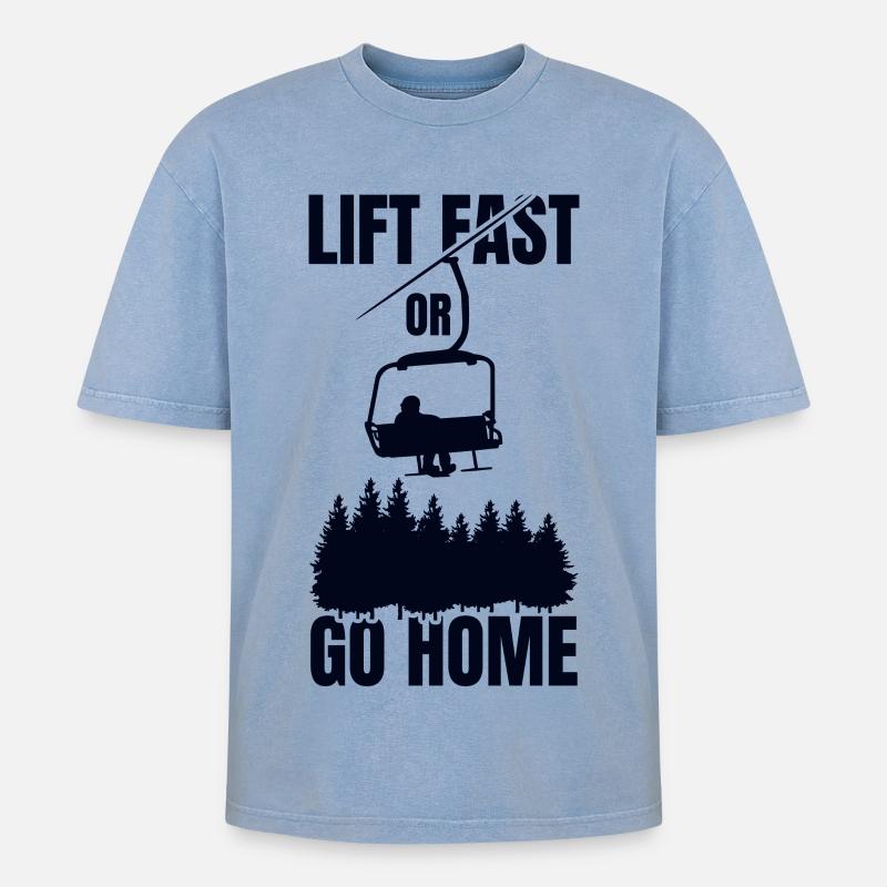 Devis de snowboard - T-shirt Premium unisexe oversize acid-washed - bleu délavé acide