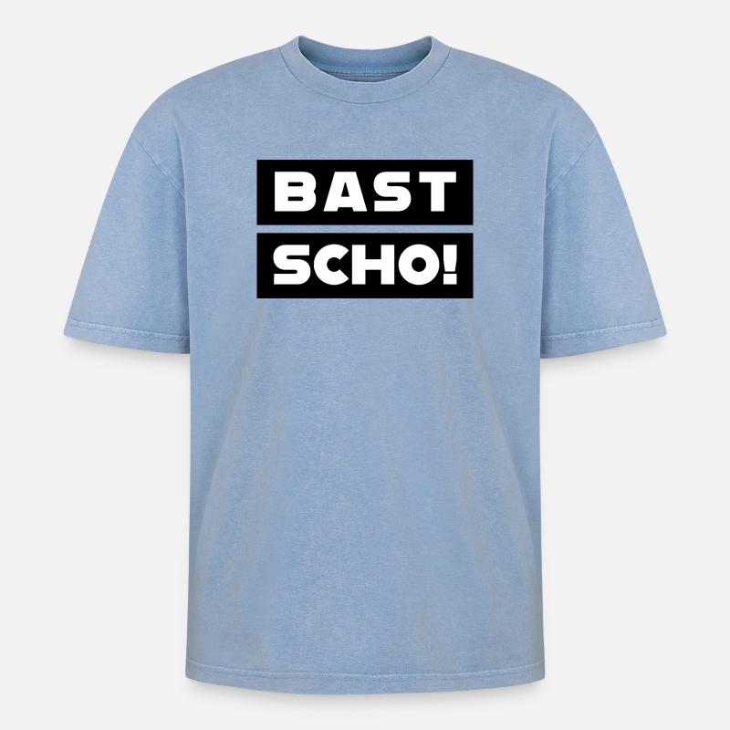 Bast Scho! - Oversized Unisex Premium Acid-Washed T-Shirt - Blau Acid Wash