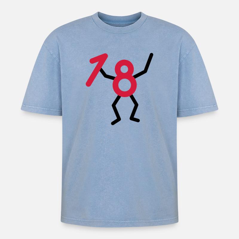 Endlich18! - Oversized Unisex Premium Acid-Washed T-Shirt - acid washed blue