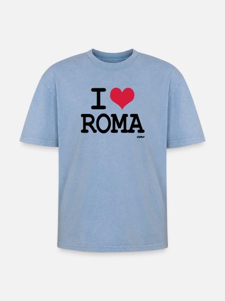 i love roma by wam - Oversized Unisex Premium Acid-Washed T-Shirt - acid washed blue