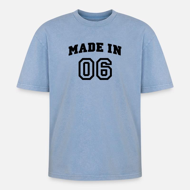 mp_madein06a - Oversized Unisex Premium Acid-Washed T-Shirt - Blau Acid Wash