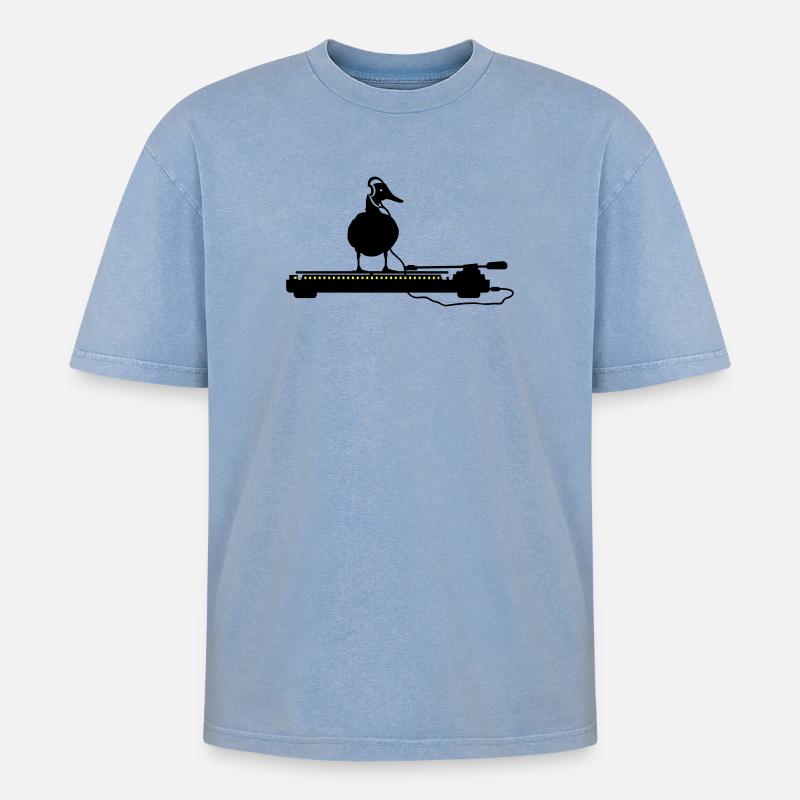disco duck turntable - T-shirt Premium unisexe oversize acid-washed - bleu délavé acide