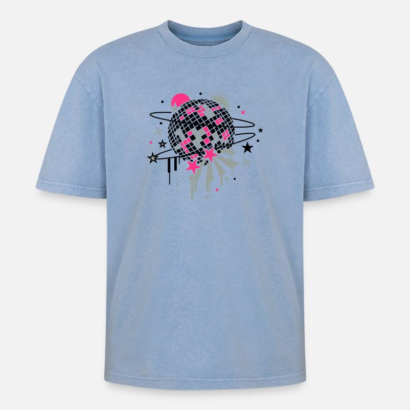 disco_ball - T-shirt Premium unisexe oversize acid-washed - bleu délavé acide