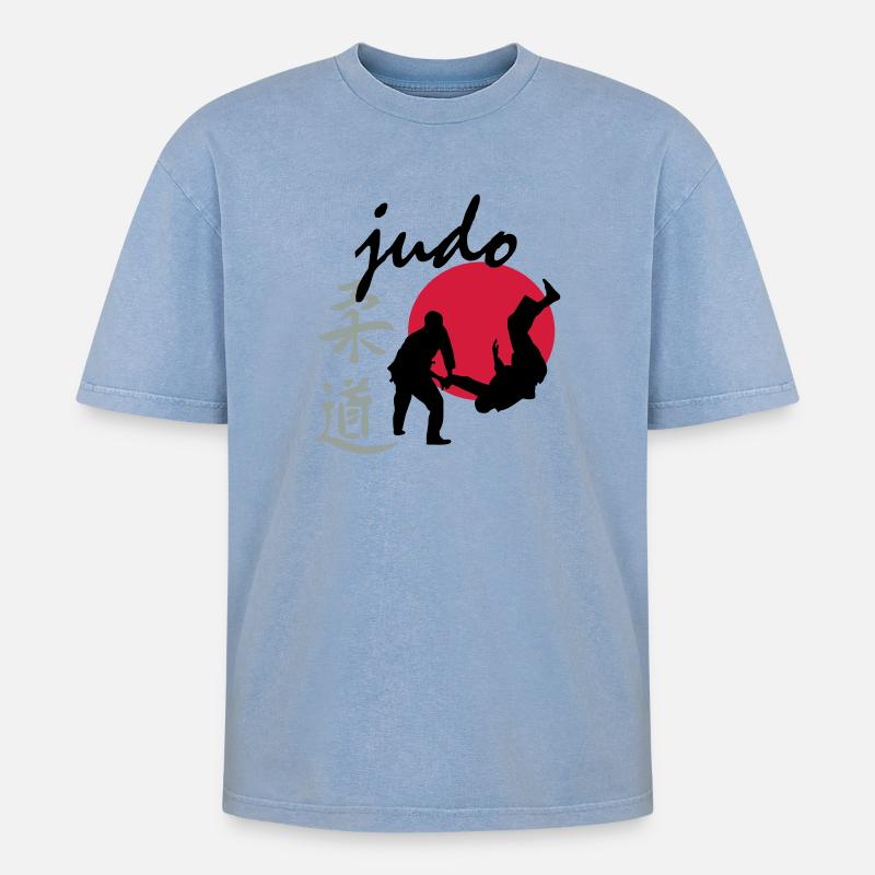 Judo - Oversized Unisex Premium Acid-Washed T-Shirt - Blau Acid Wash