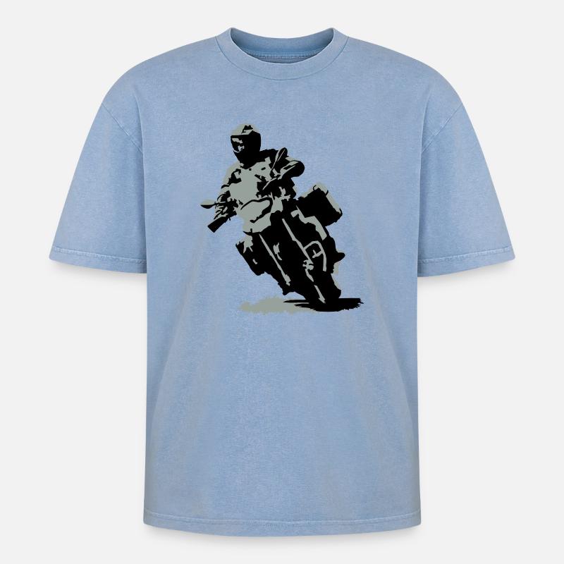 Reiseenduro klein - Oversized Unisex Premium Acid-Washed T-Shirt - Blau Acid Wash