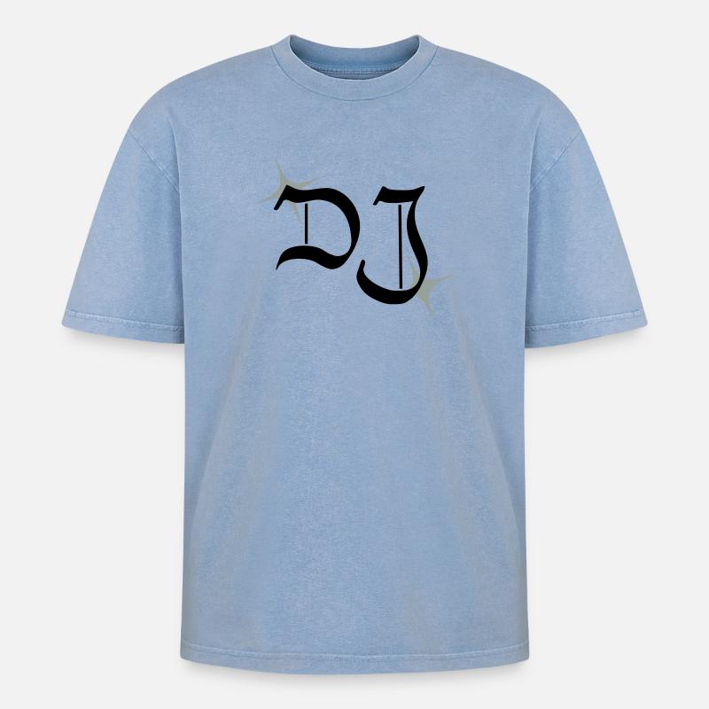 monogramme DJ - T-shirt Premium unisexe oversize acid-washed - bleu délavé acide