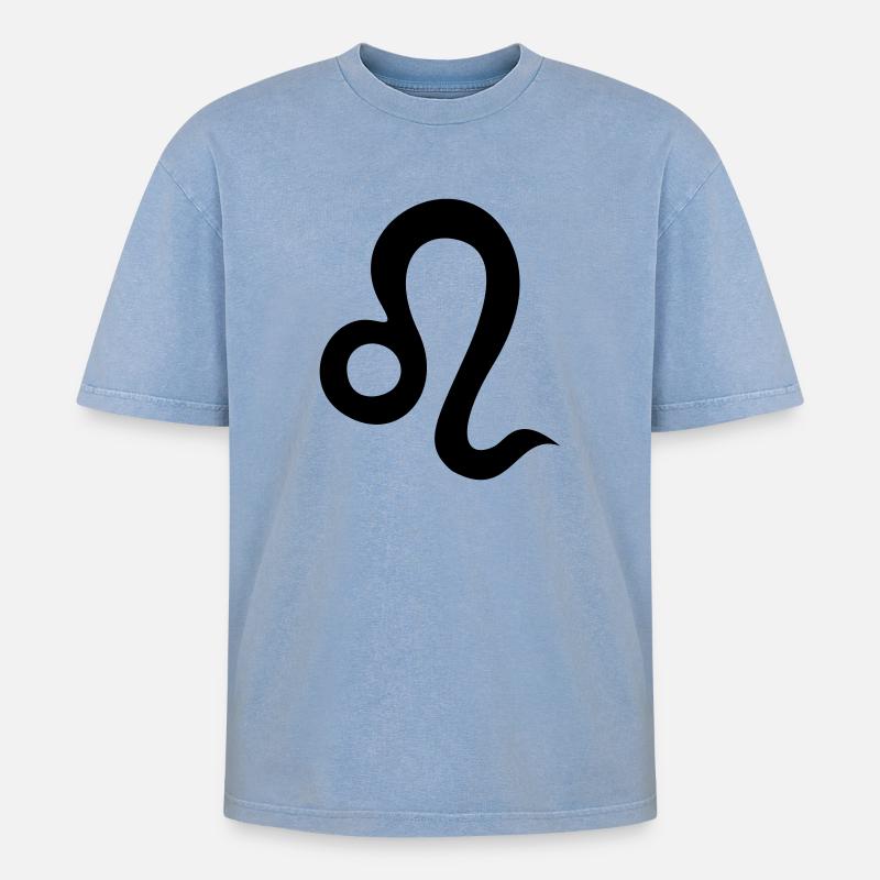 Sternzeichen Löwe - Oversized Unisex Premium Acid-Washed T-Shirt - Blau Acid Wash