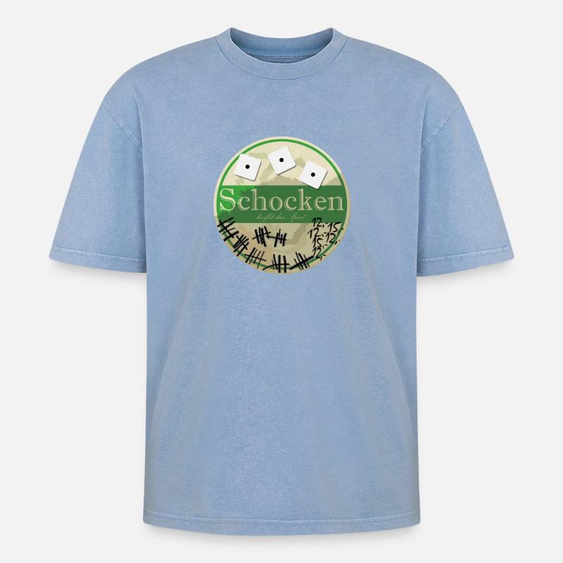 Schocken Bierdeckel - Oversized Unisex Premium Acid-Washed T-Shirt - Blau Acid Wash