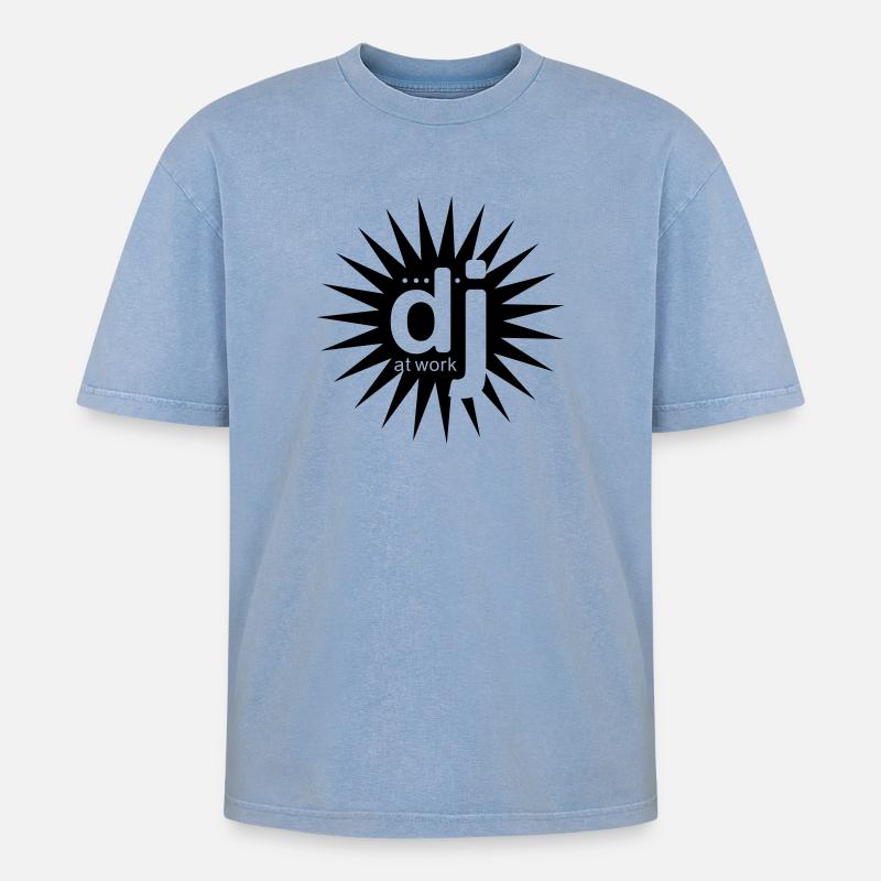 DJ bei der Arbeit - Oversized Unisex Premium Acid-Washed T-Shirt - Blau Acid Wash
