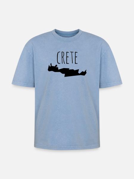 crete - Oversized Unisex Premium Acid-Washed T-Shirt - Blau Acid Wash