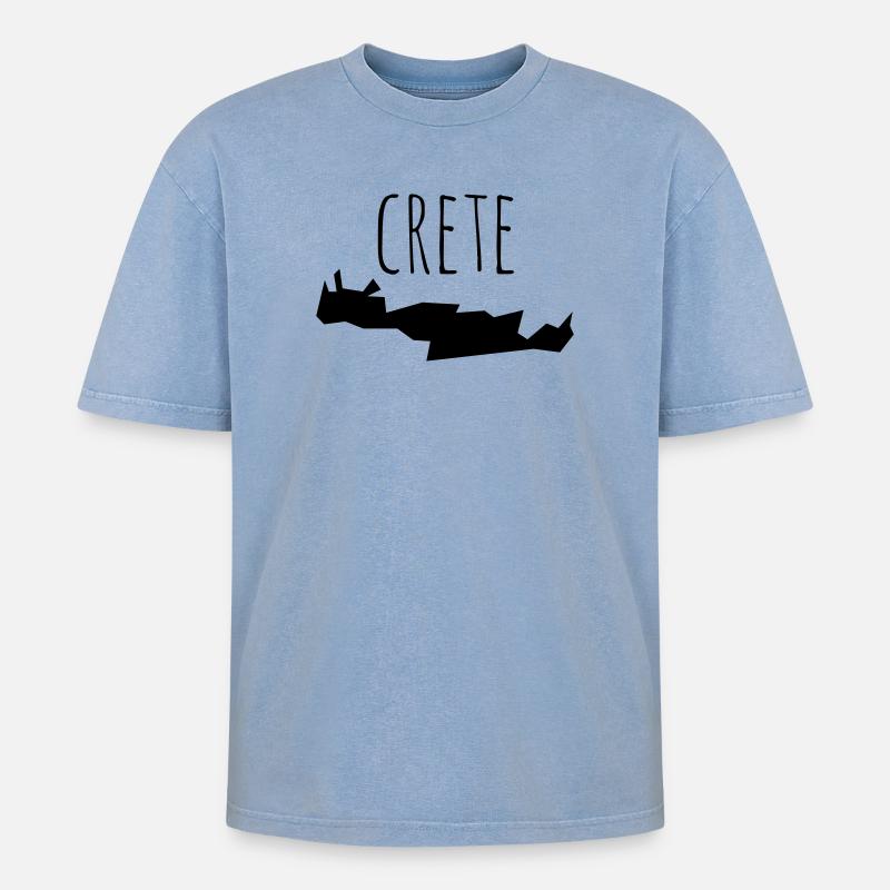 crete - Oversized Unisex Premium Acid-Washed T-Shirt - acid washed blue