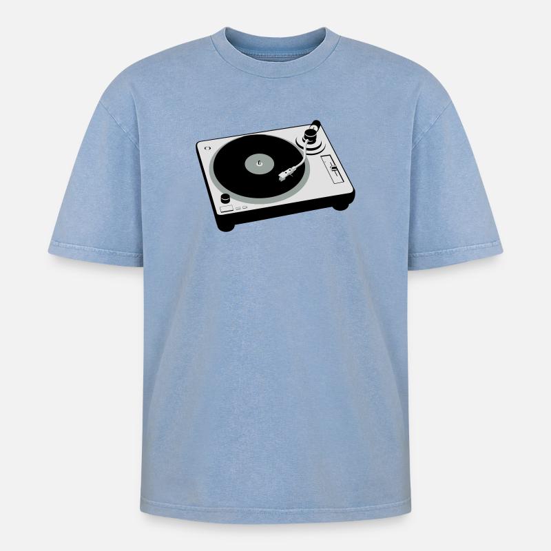 Turntable - Oversized Unisex Premium Acid-Washed T-Shirt - Blau Acid Wash