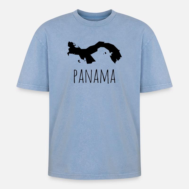 panama - Oversized Unisex Premium Acid-Washed T-Shirt - Blau Acid Wash