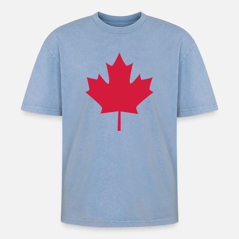 Canada Leaf - Oversized Unisex Premium Acid-Washed T-Shirt - acid washed blue