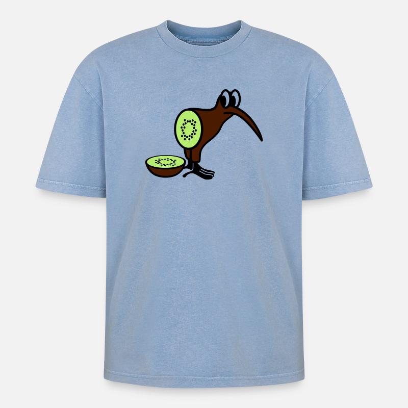 Kiwi - T-shirt Premium unisexe oversize acid-washed - bleu délavé acide