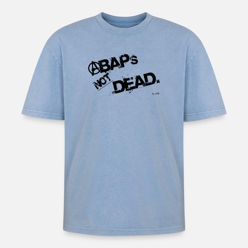 ABAPs NOT DEAD - Oversized Unisex Premium Acid-Washed T-Shirt - Blau Acid Wash