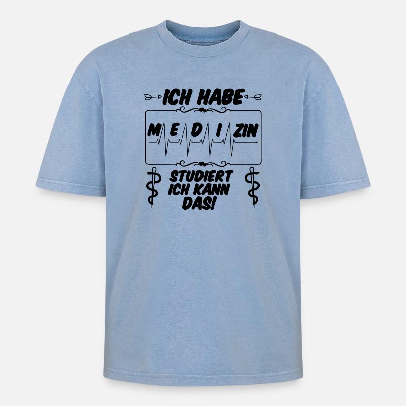 Ich habe Medizin studiert Geschenk - Oversized Unisex Premium Acid-Washed T-Shirt - Blau Acid Wash