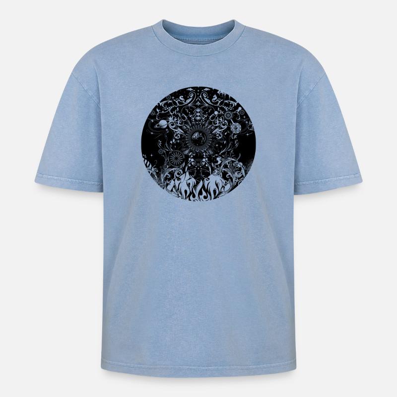 four elements - Oversized Unisex Premium Acid-Washed T-Shirt - acid washed blue