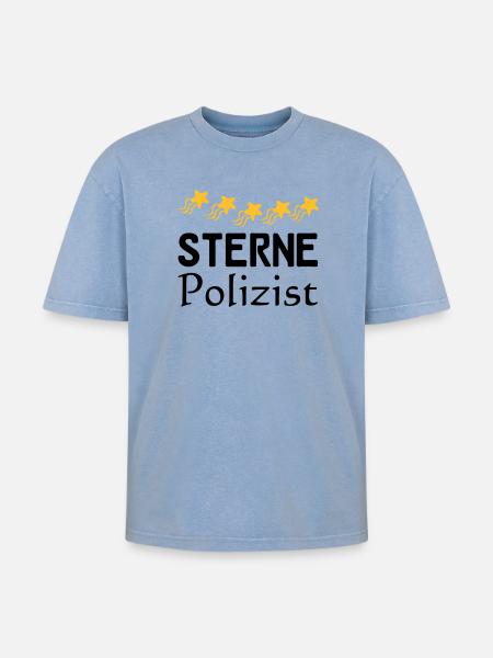 Sterne Polizist Geschenk - Oversized Unisex Premium Acid-Washed T-Shirt - Blau Acid Wash
