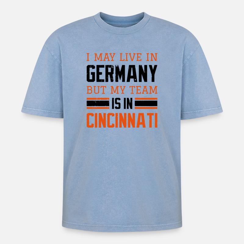 Cincinnati - Oversized Unisex Premium Acid-Washed T-Shirt - Blau Acid Wash