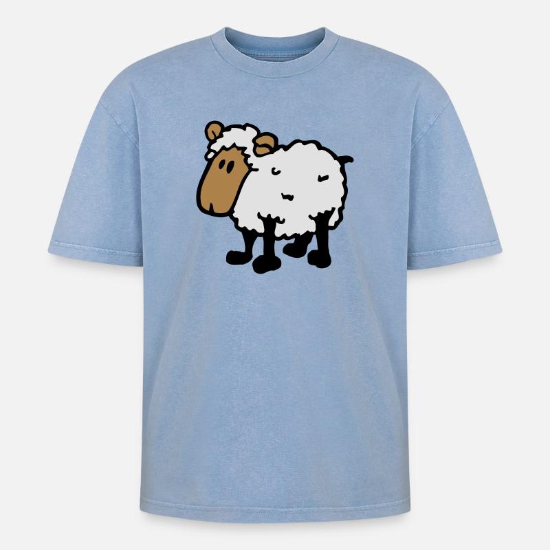 cooles comic schaf funny sheep - Oversized Unisex Premium Acid-Washed T-Shirt - Blau Acid Wash