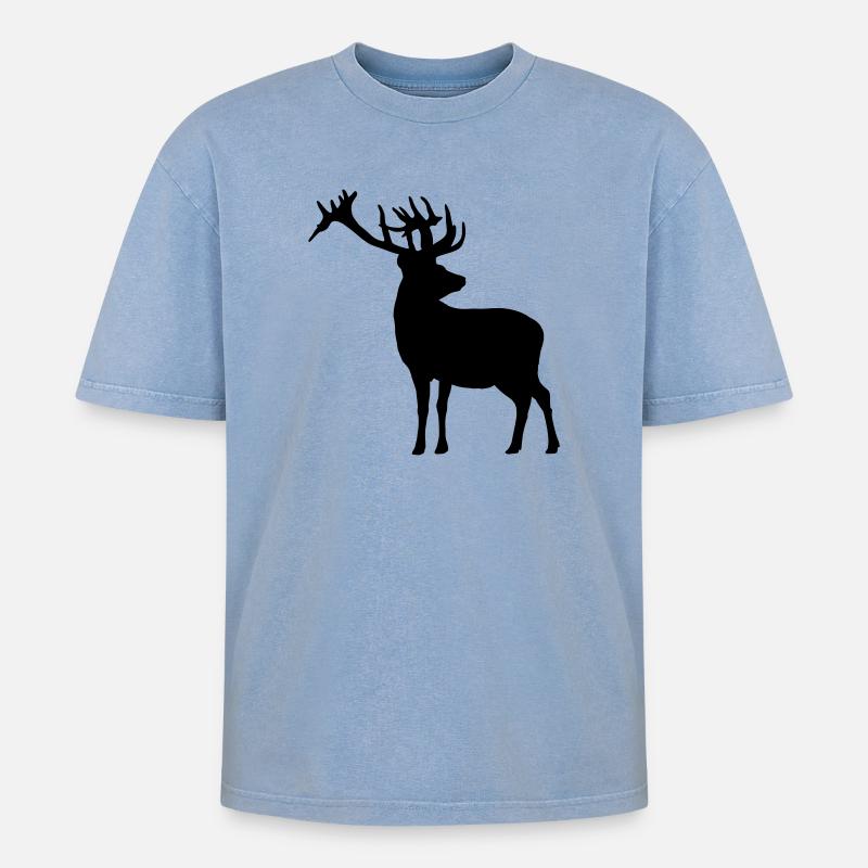 deer - T-shirt Premium unisexe oversize acid-washed - bleu délavé acide