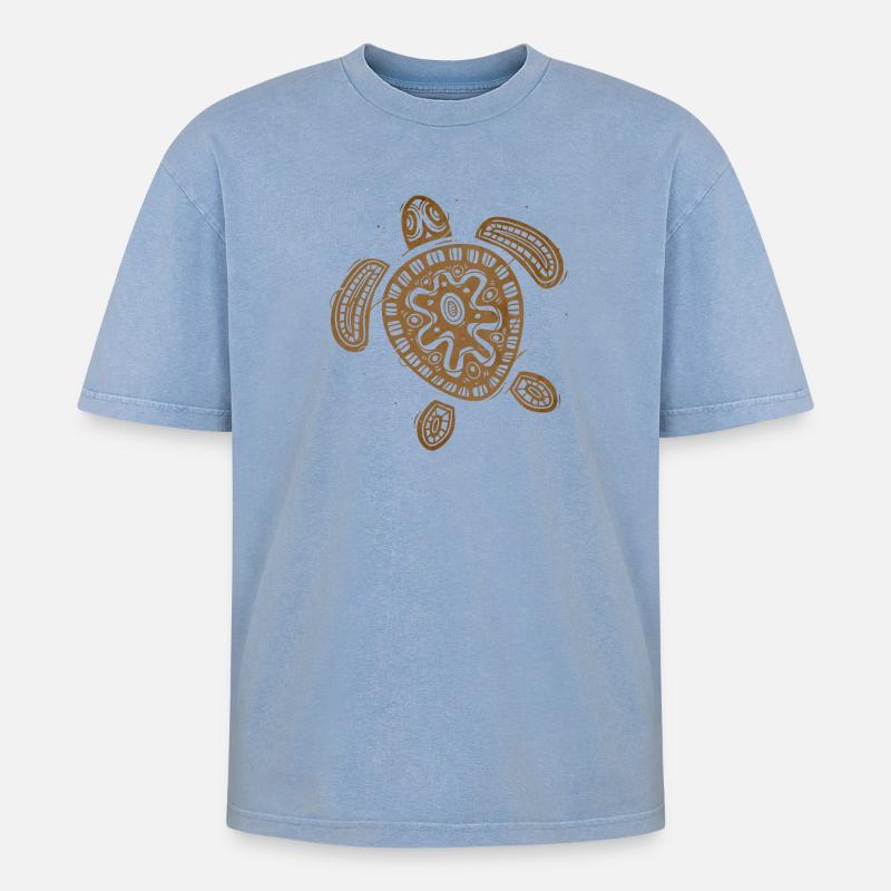 Hawaii Turtle - Oversized Unisex Premium Acid-Washed T-Shirt - Blau Acid Wash