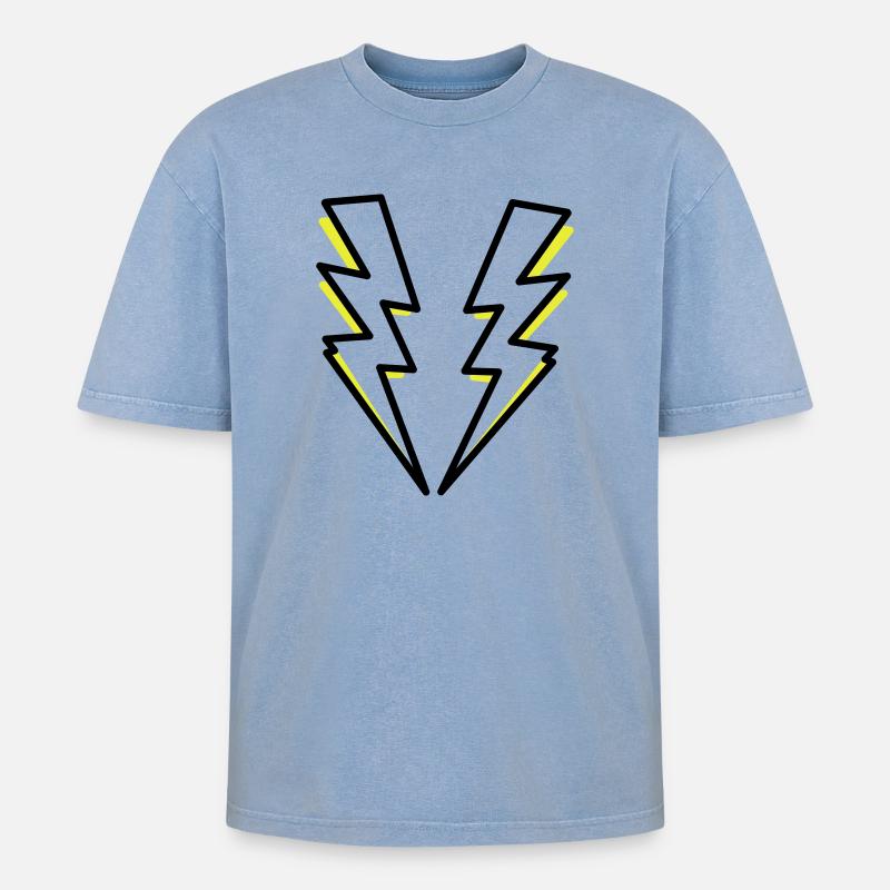 Lightning flash lighting - Oversized Unisex Premium Acid-Washed T-Shirt - acid washed blue