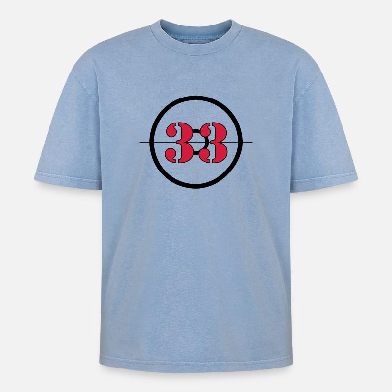 Stellt: 33 (V) - Oversized Unisex Premium Acid-Washed T-Shirt - Blau Acid Wash