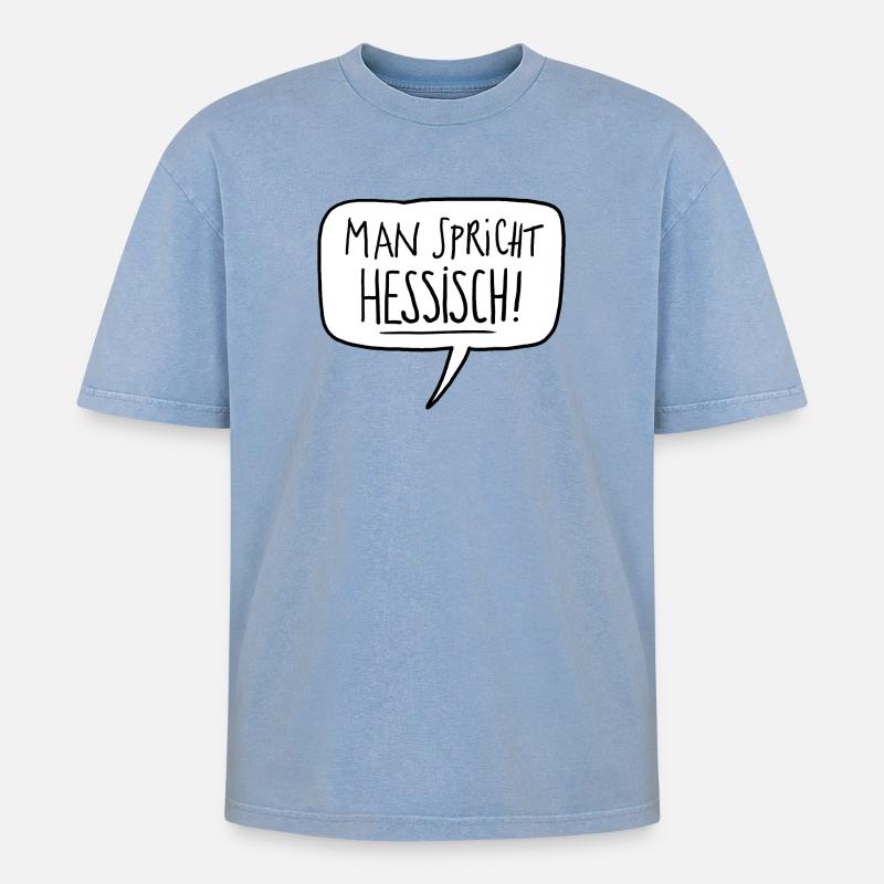 Hessisch - Oversized Unisex Premium Acid-Washed T-Shirt - Blau Acid Wash