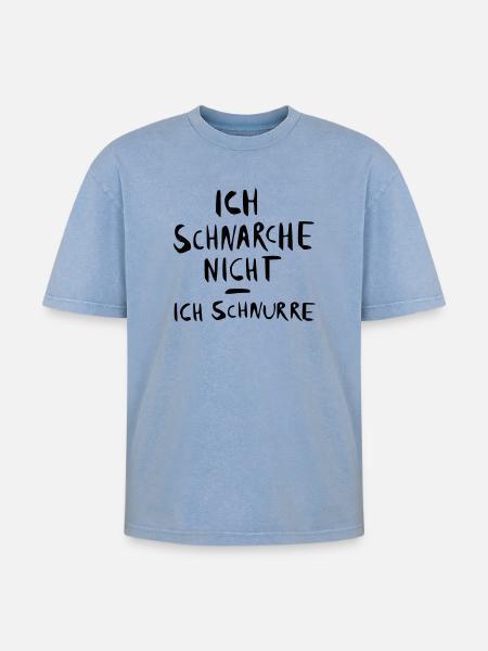 ich schnarche nicht - ich - Oversized Unisex Premium Acid-Washed T-Shirt - Blau Acid Wash