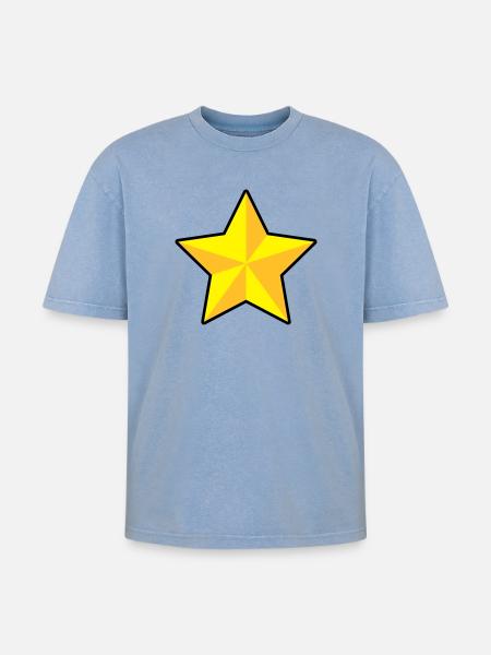 3D Stern | 3D Star | Dimension - Oversized Unisex Premium Acid-Washed T-Shirt - acid washed blue