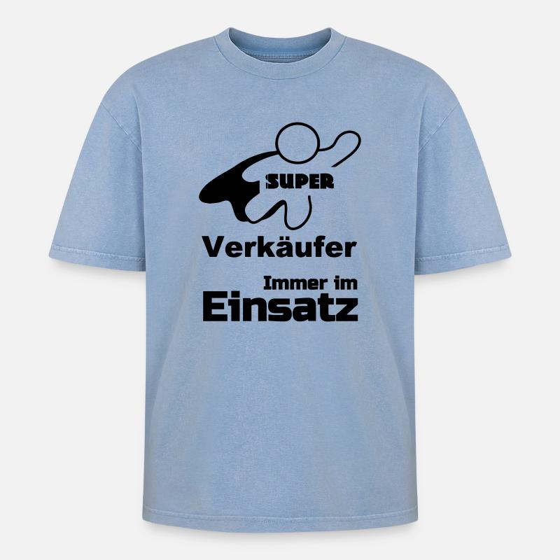 Super Verkäufer Geschenk - Oversized Unisex Premium Acid-Washed T-Shirt - Blau Acid Wash
