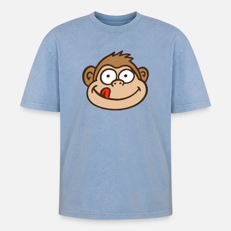 monkey - Oversized Unisex Premium Acid-Washed T-Shirt - acid washed blue