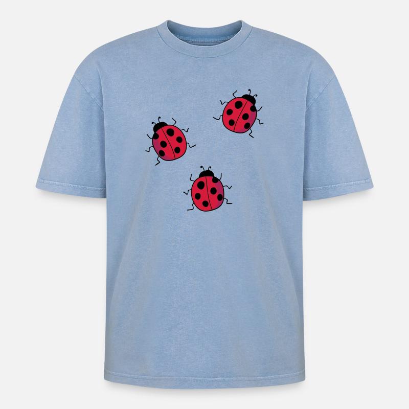 ladybug - Oversized Unisex Premium Acid-Washed T-Shirt - acid washed blue