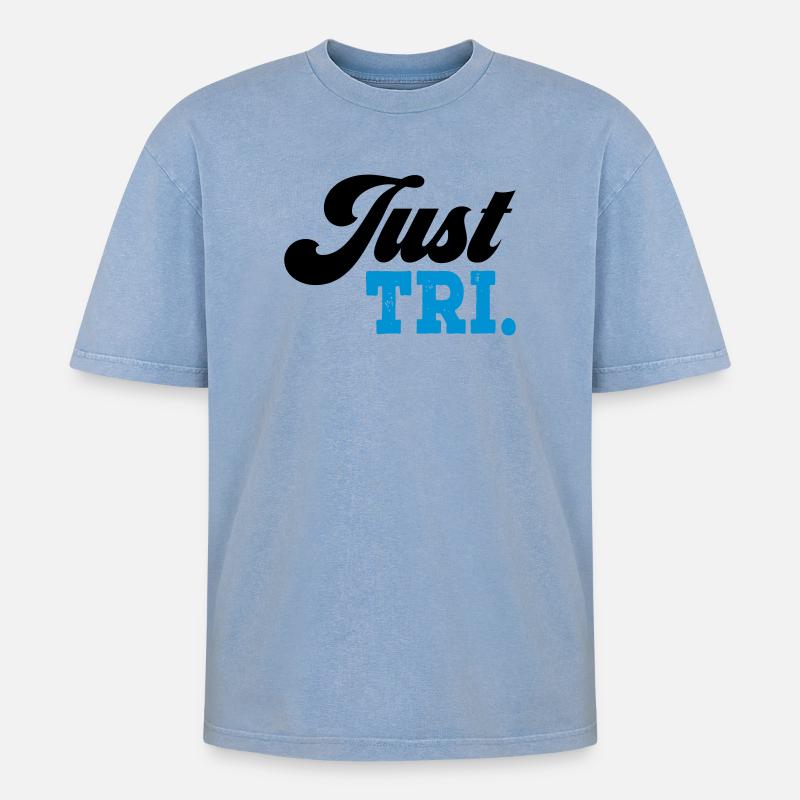 Triathlon - Oversized Unisex Premium Acid-Washed T-Shirt - Blau Acid Wash