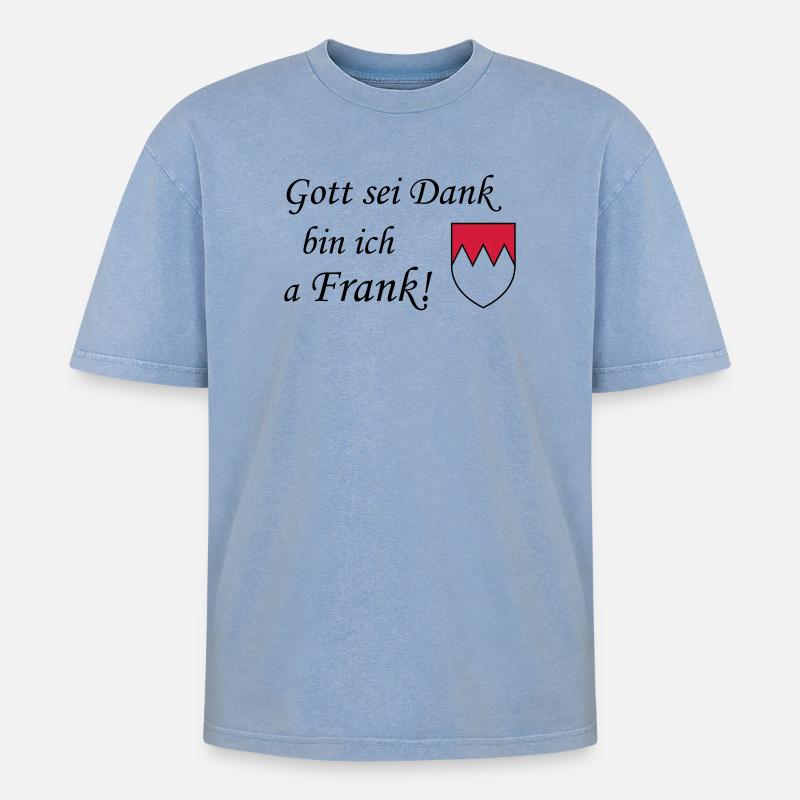 Gott sei dank Frank - Oversized Unisex Premium Acid-Washed T-Shirt - Blau Acid Wash
