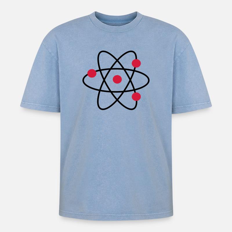 atom - Oversized Unisex Premium Acid-Washed T-Shirt - acid washed blue