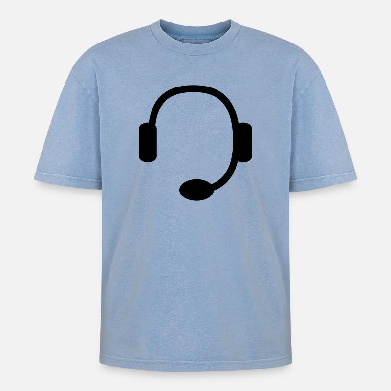 headset - Oversized Unisex Premium Acid-Washed T-Shirt - Blau Acid Wash