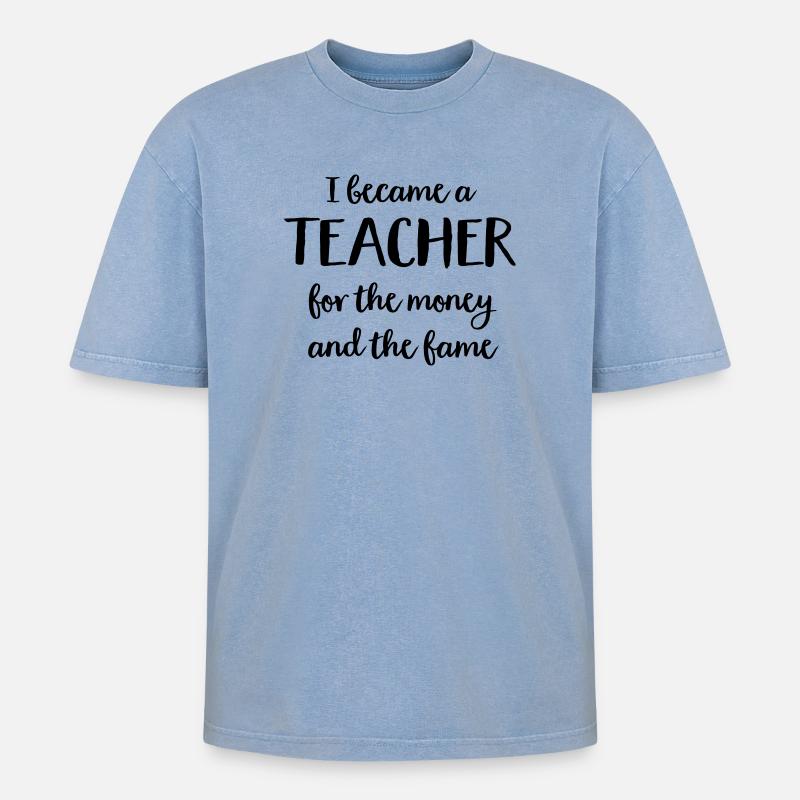 Lehrer - Oversized Unisex Premium Acid-Washed T-Shirt - Blau Acid Wash