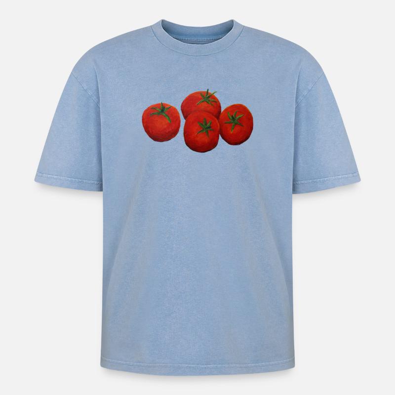 Tomatoes - Oversized Unisex Premium Acid-Washed T-Shirt - acid washed blue
