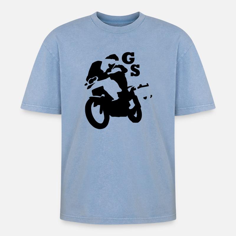gs_einfarb - Oversized Unisex Premium Acid-Washed T-Shirt - Blau Acid Wash