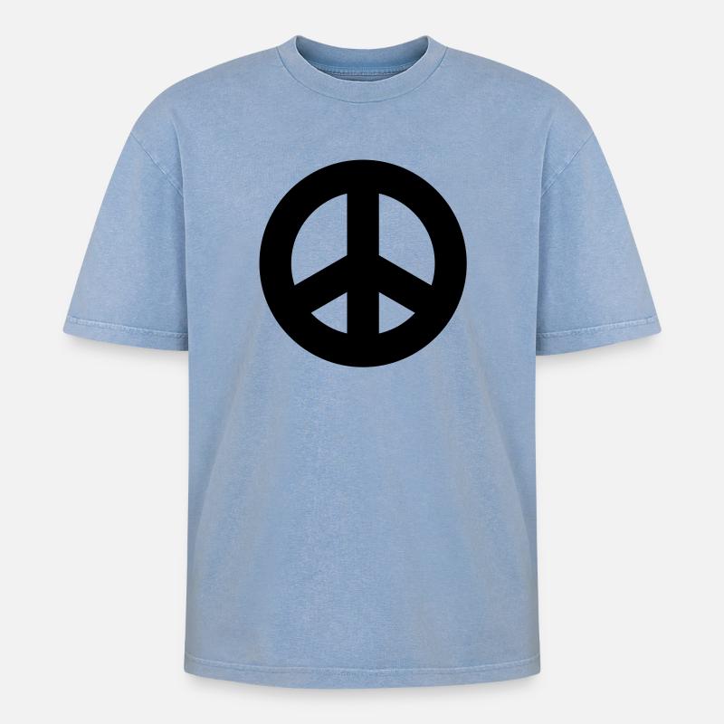 Friedenszeichen - Oversized Unisex Premium Acid-Washed T-Shirt - Blau Acid Wash