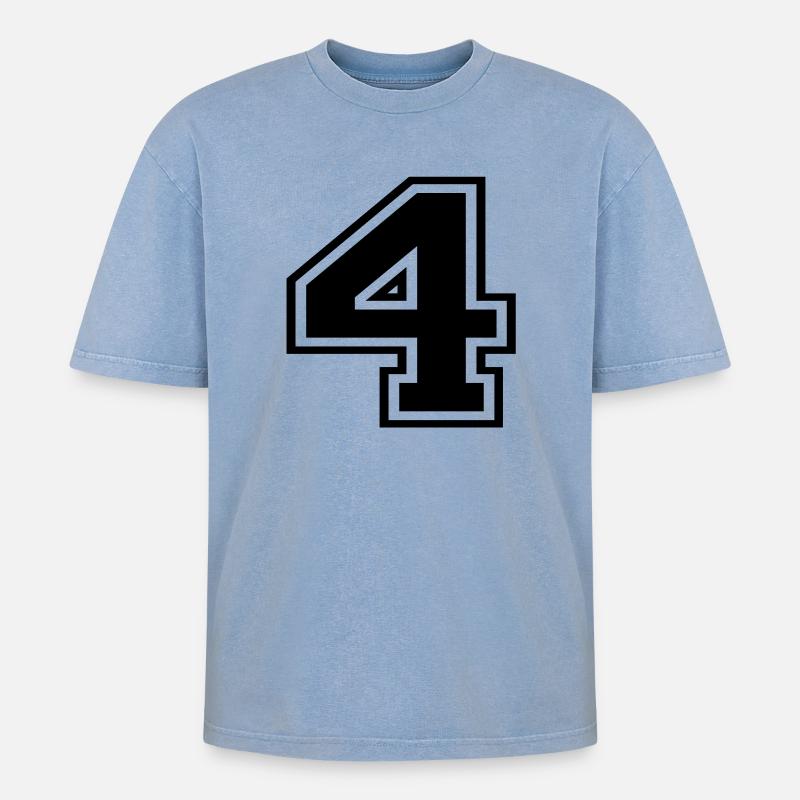 4 - Oversized Unisex Premium Acid-Washed T-Shirt - Blau Acid Wash